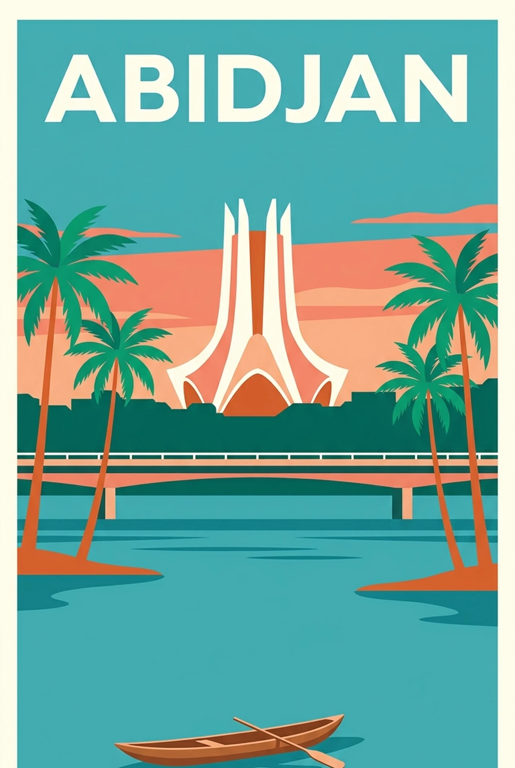 Affiche vintage Abidjan – poster Abidjan / District Autonome d'Abidjan / Côte d'Ivoire