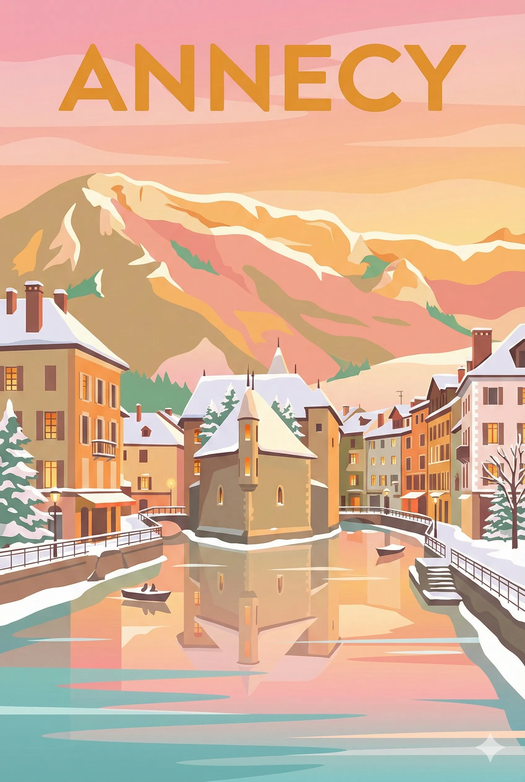 Affiche vintage Annecy – poster Haute-Savoie / Auvergne-Rhône-Alpes / France