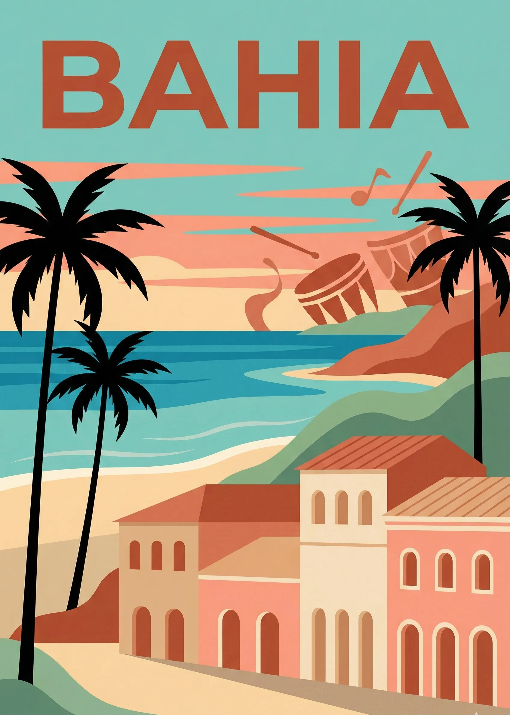 Affiche vintage Bahia – poster Bahia / Nordeste / Brésil
