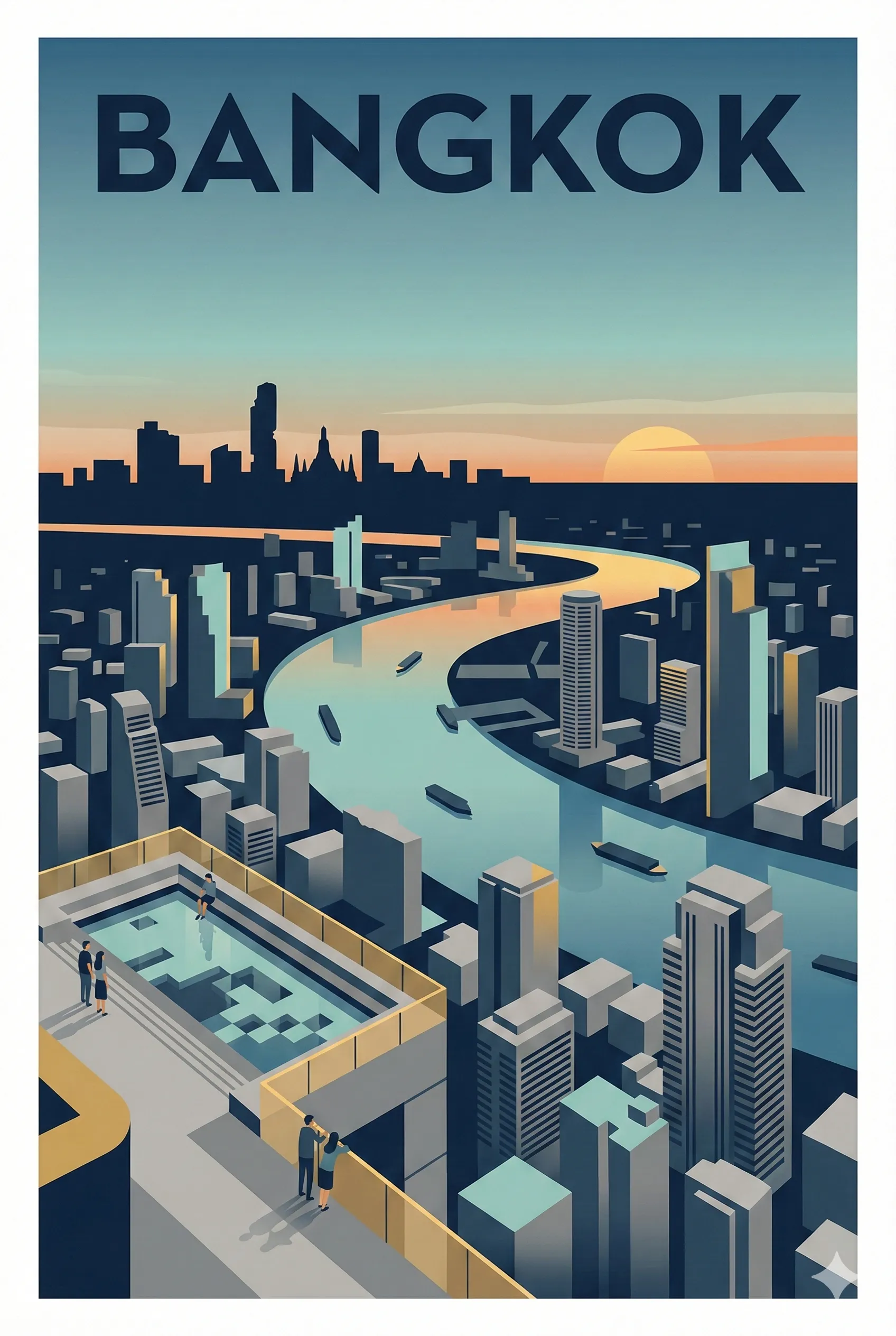 Affiche vintage Bangkok – poster Bangkok / Thailande