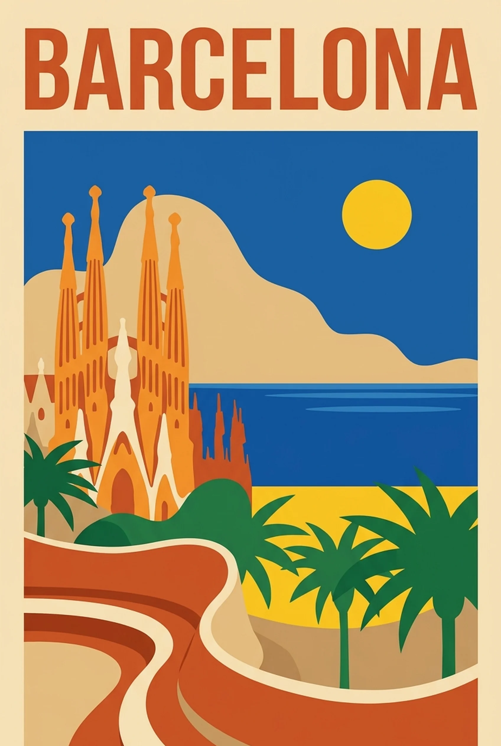 Affiche vintage Barcelone – poster Barcelone / Catalogne / Espagne