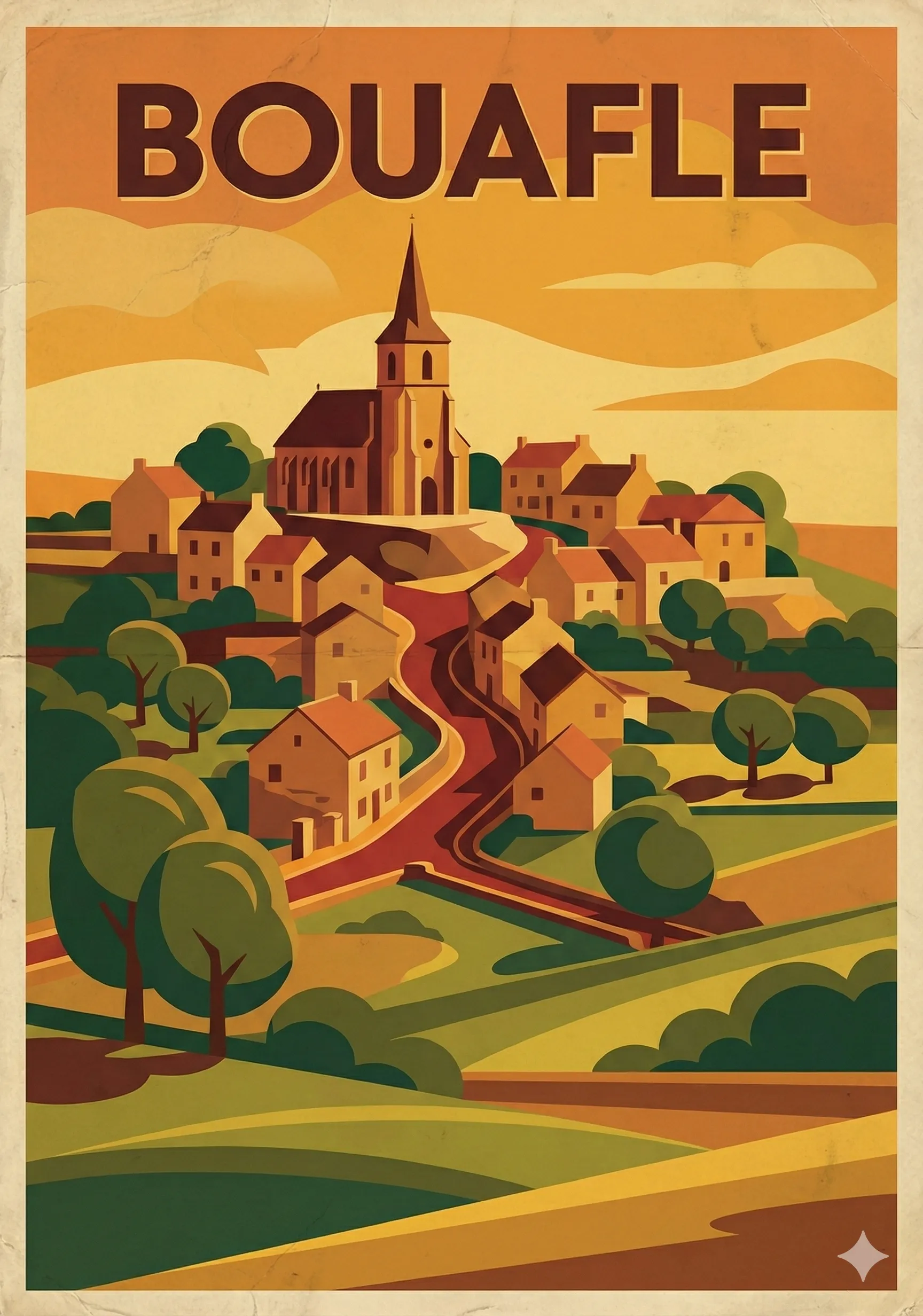 Affiche vintage Bouafle – poster Yvelines / Ile de France / France