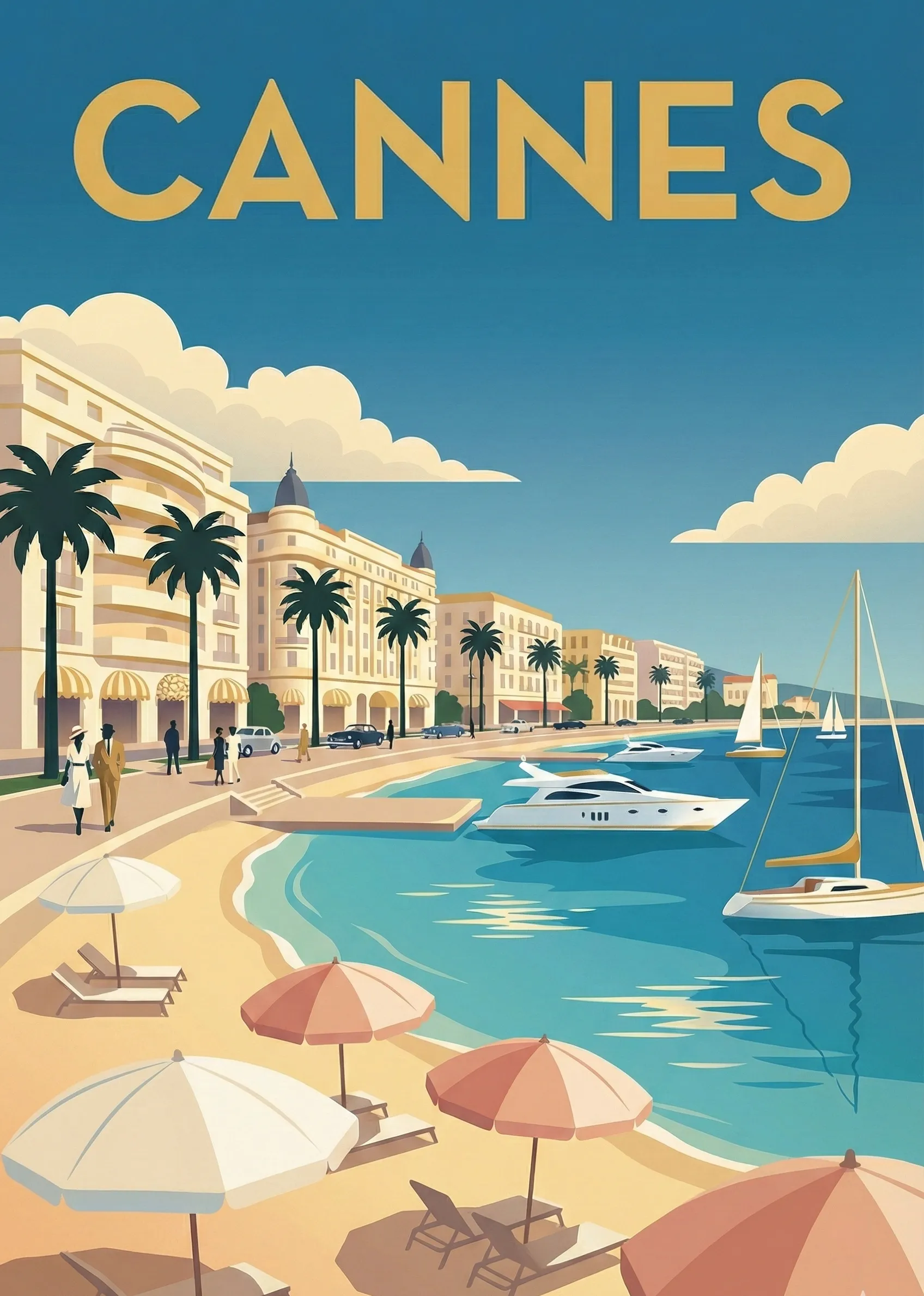 Affiche vintage Cannes – poster Alpes Maritimes / Provence-Alpes-Côte d'Azur / France