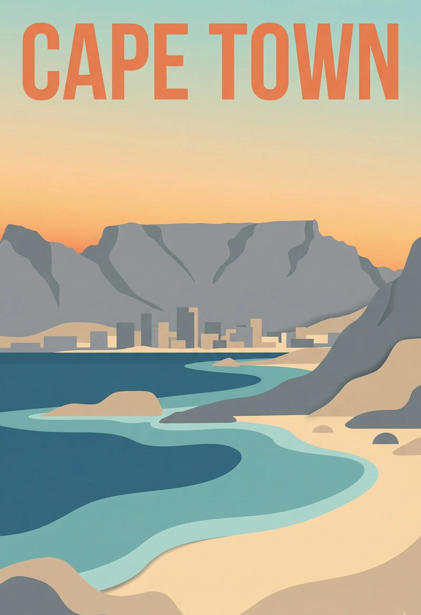 Affiche vintage Cape Town – poster Cape Town / Western Cape / Afrique du Sud