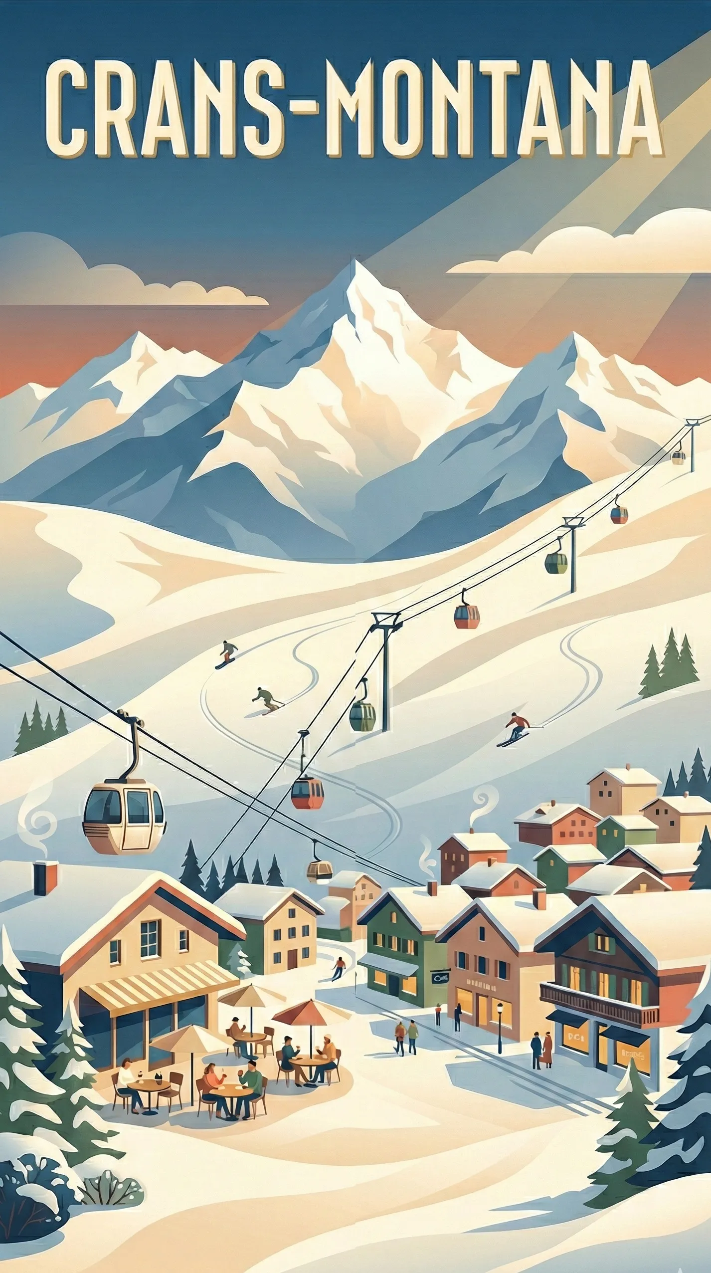 Affiche vintage Crans-Montana – poster Sierre / Valais / Suisse