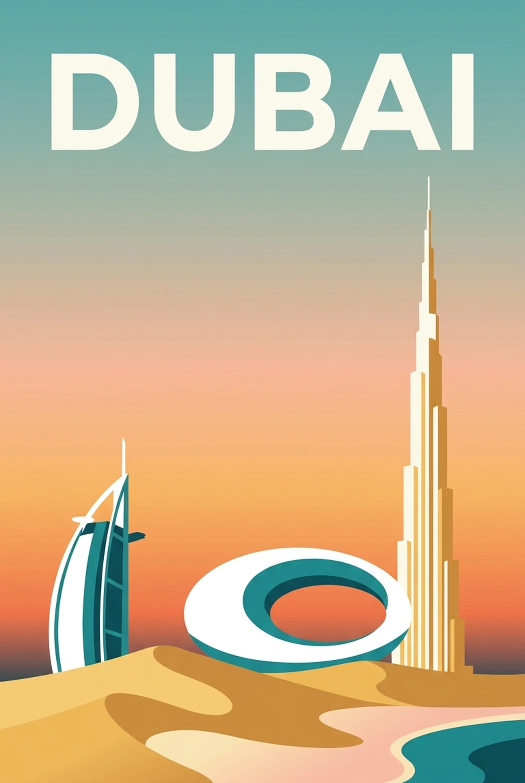 Affiche vintage Dubai – poster Dubaï / Émirat de Dubaï / Émirats arabes unis