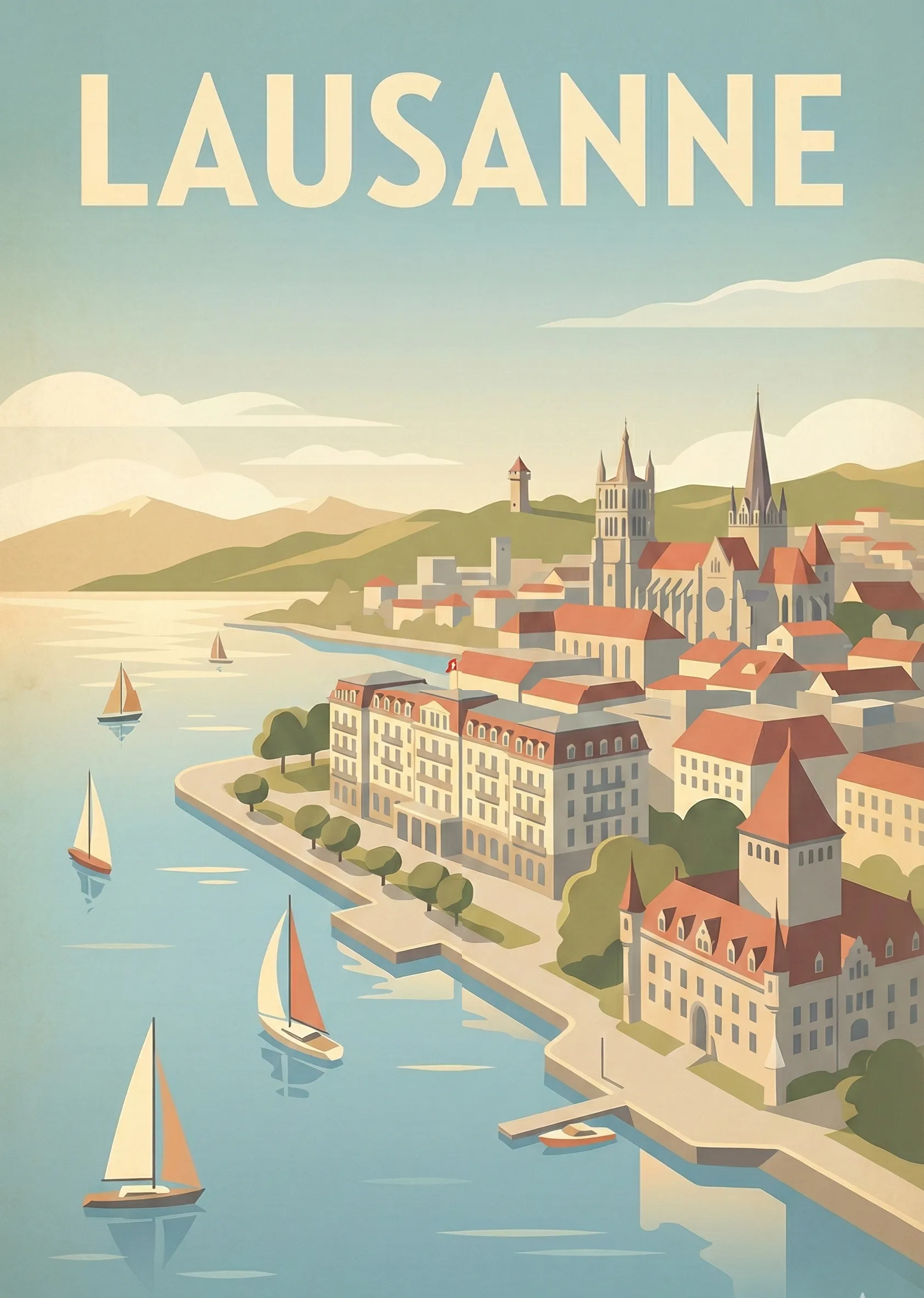 Affiche vintage Lausanne – poster Vaud / Suisse romande / Suisse