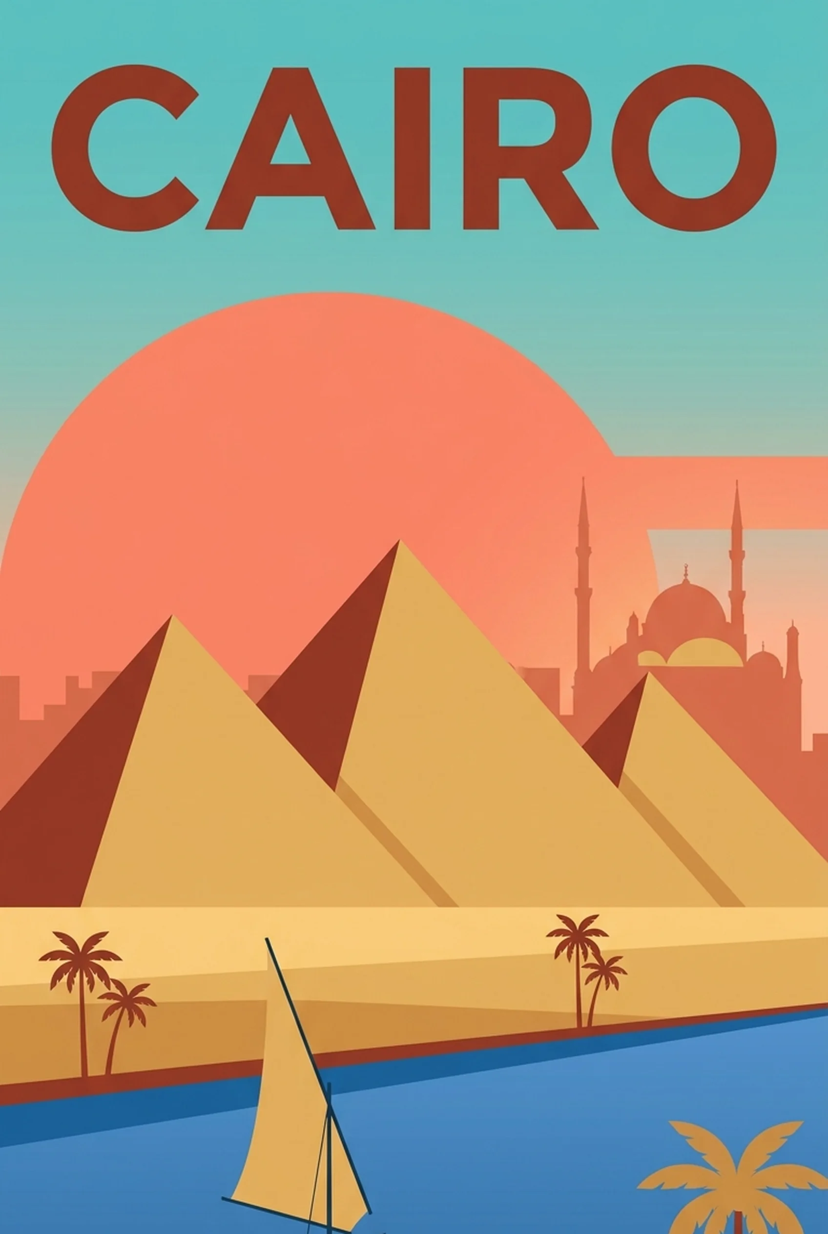Affiche vintage Le-Caire – poster Le Caire / Gouvernorat du Caire / Égypte