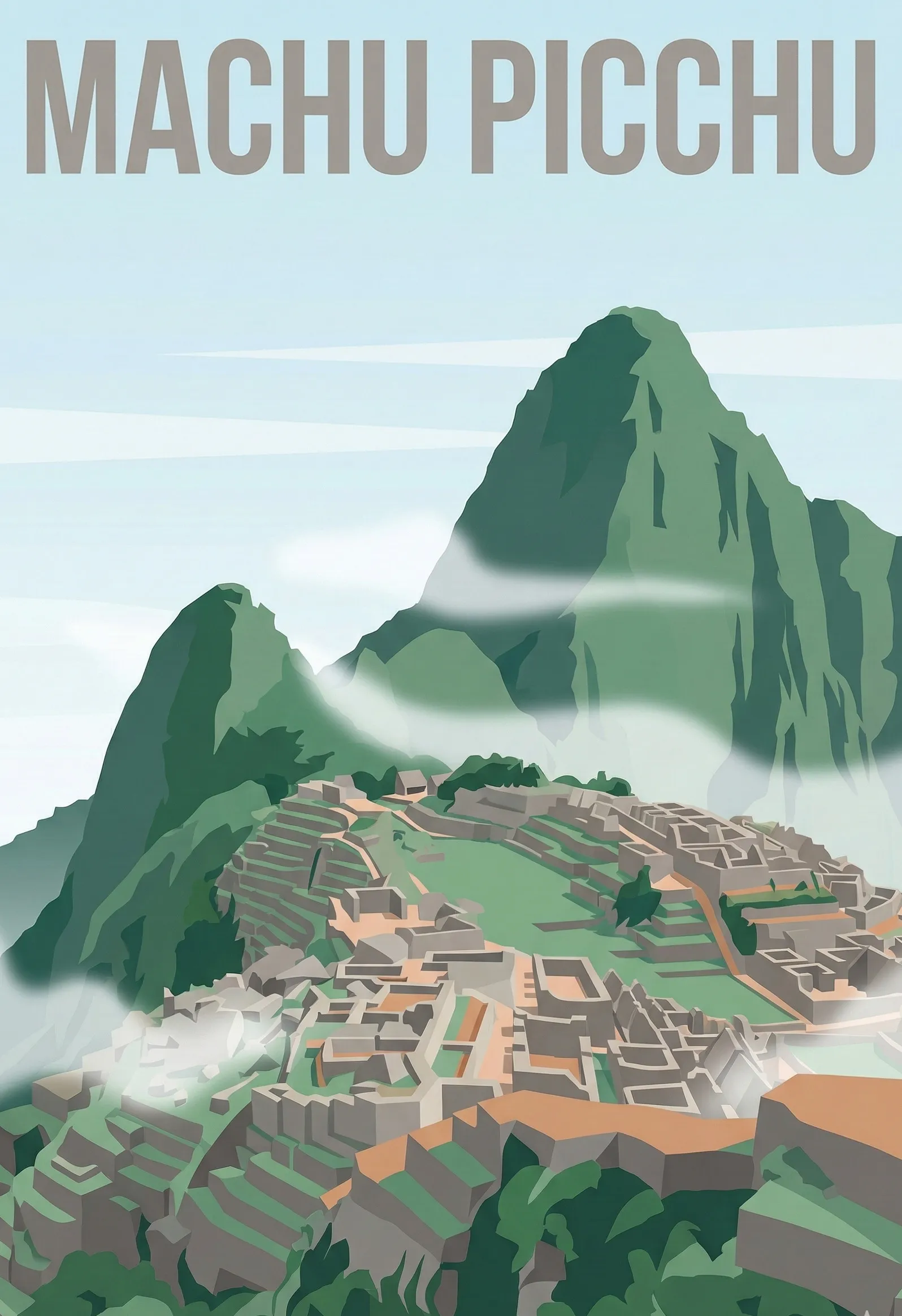 Affiche vintage Machu Picchu – poster Machupicchu / Région de Cusco / Pérou