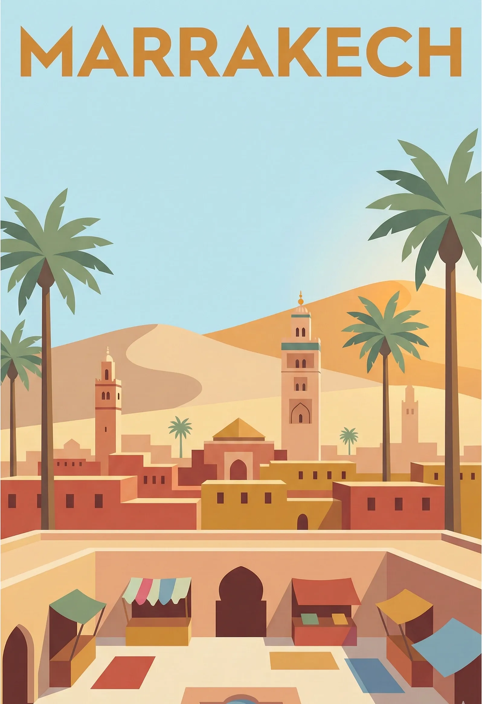 Affiche vintage Marrakech – poster Marrakech / Marrakech-Safi / Maroc