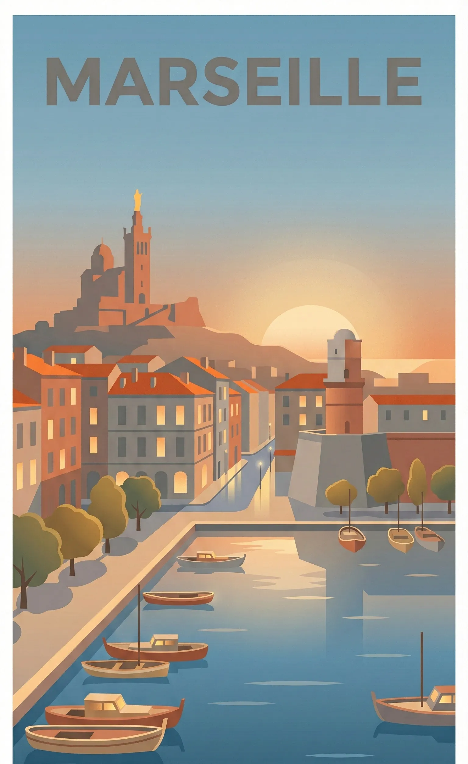 Affiche vintage Marseille – poster Bouches-du-Rhône / Provence-Alpes-Côte d'Azur / France