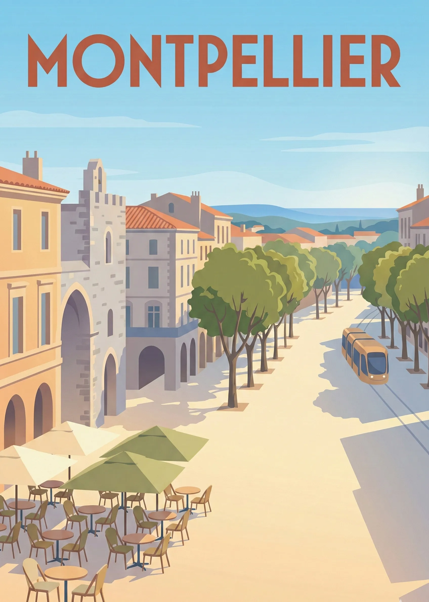 Affiche vintage Montpellier – poster Hérault / Occitanie / France