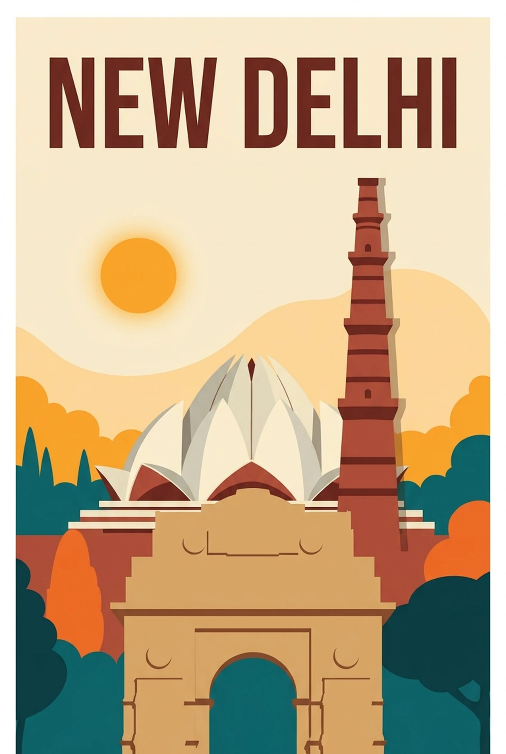 Affiche vintage New-Delhi – poster New Delhi / Delhi / Inde