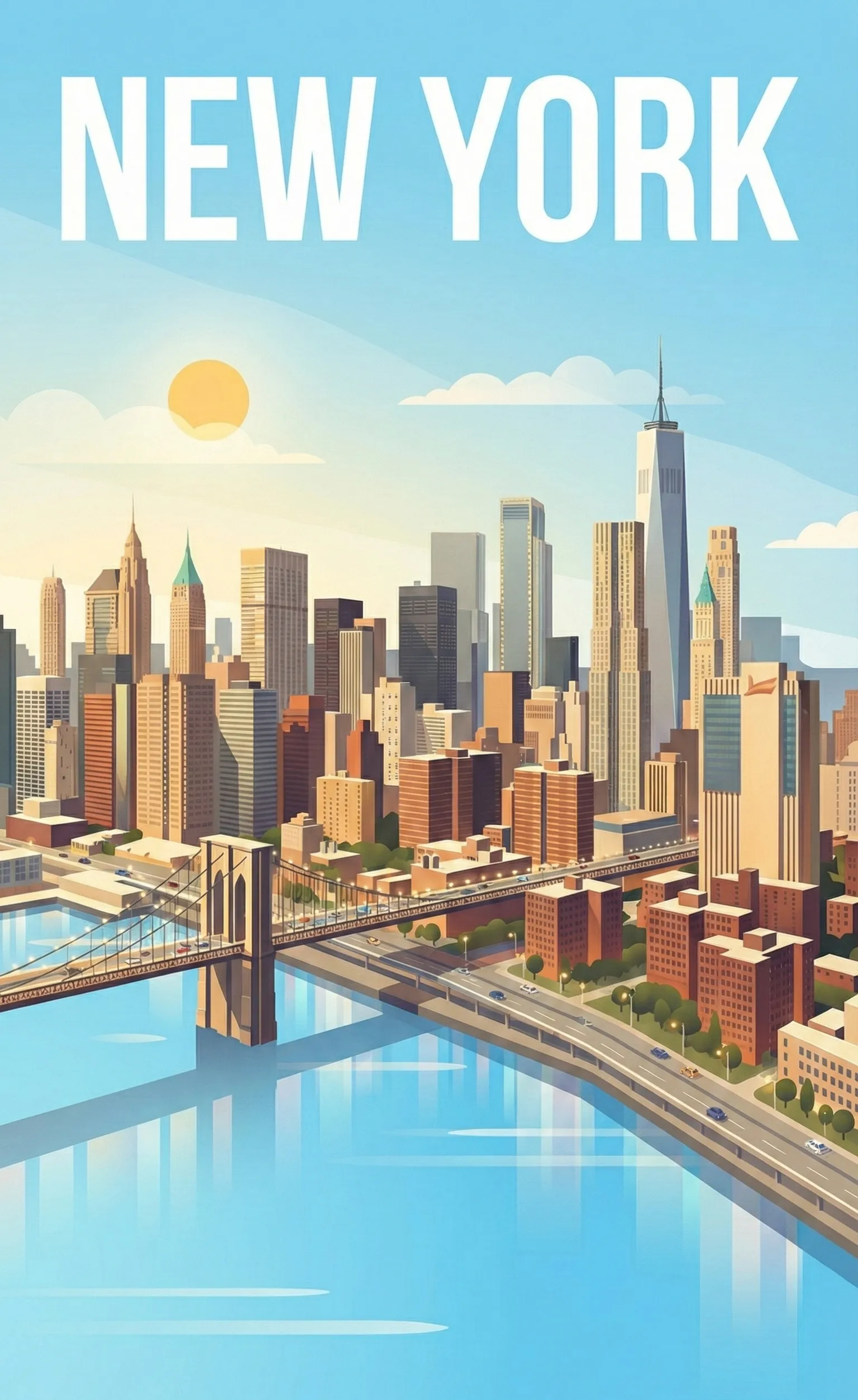 Affiche vintage New-York by day – poster New-York / Etats-Unis