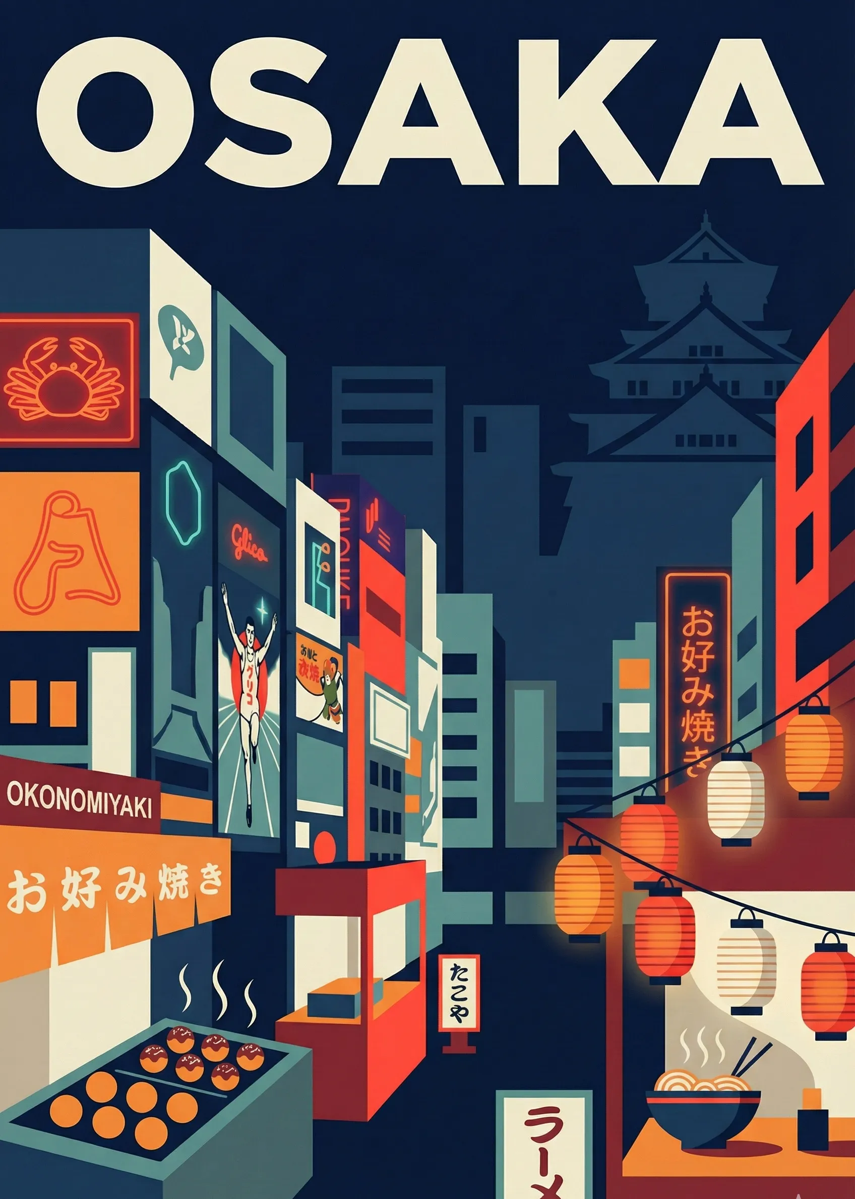 Affiche vintage Osaka – poster Osaka / Kansai / Japon