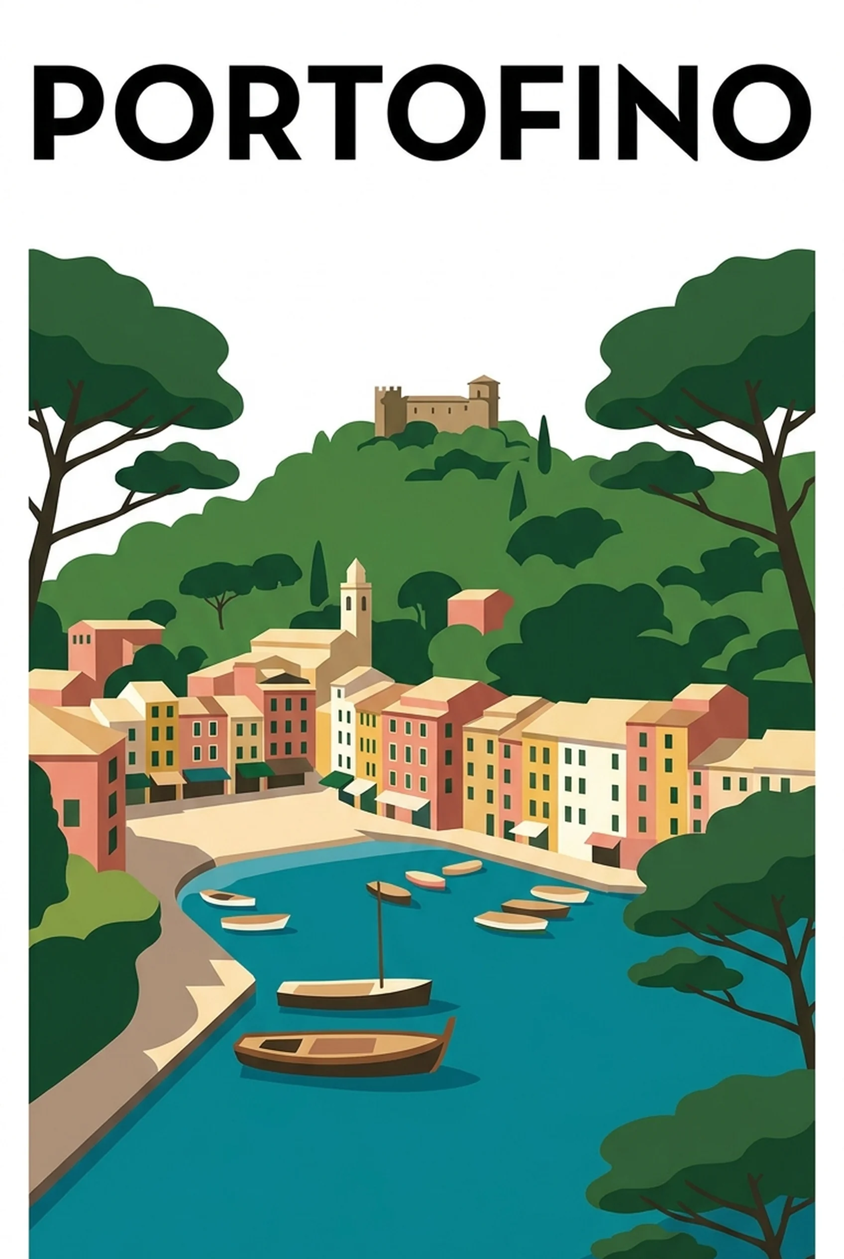 Affiche vintage Portofino – poster Gênes / Ligurie / Italie
