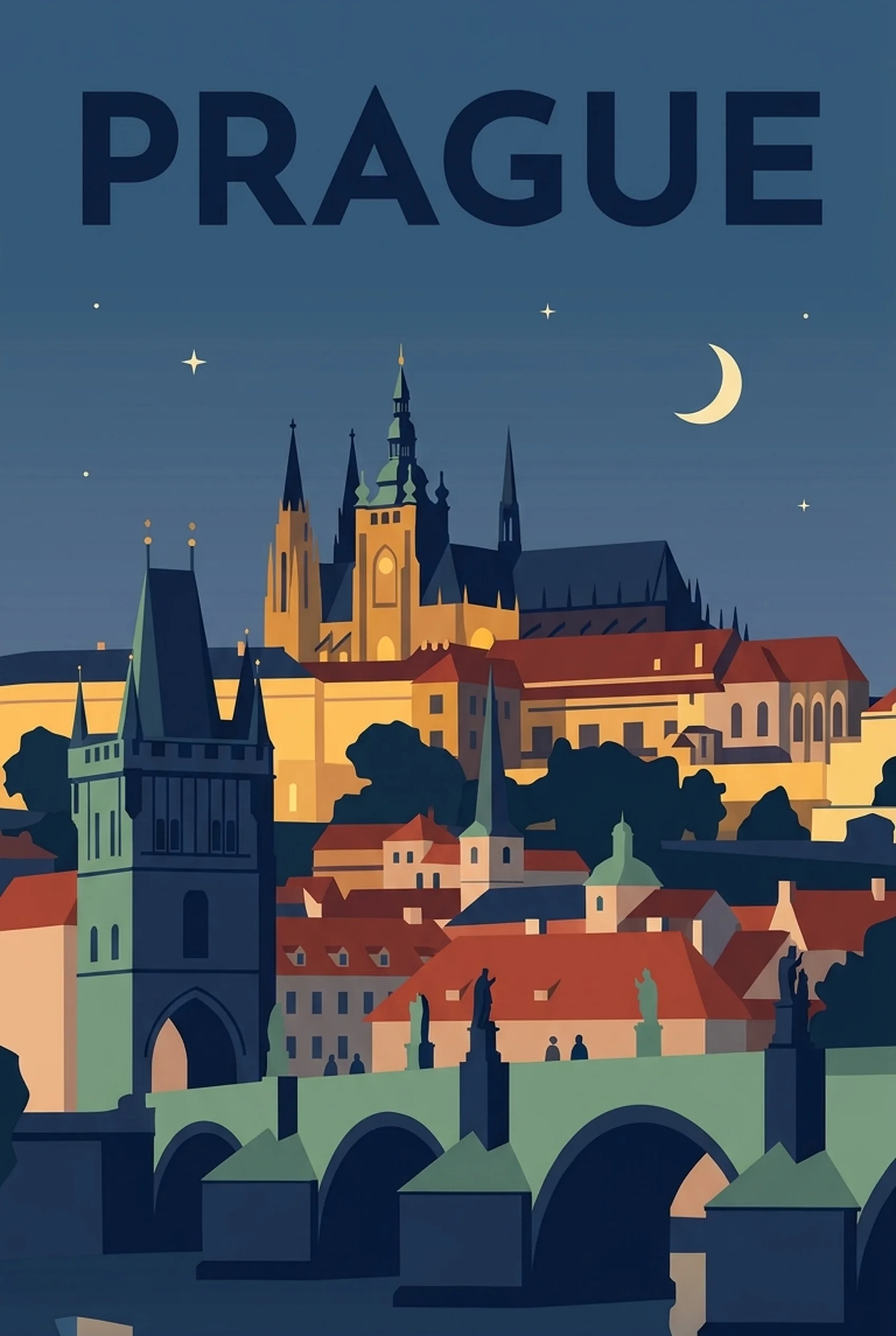 Affiche vintage Prague – poster Prague / Bohême / République tchèque