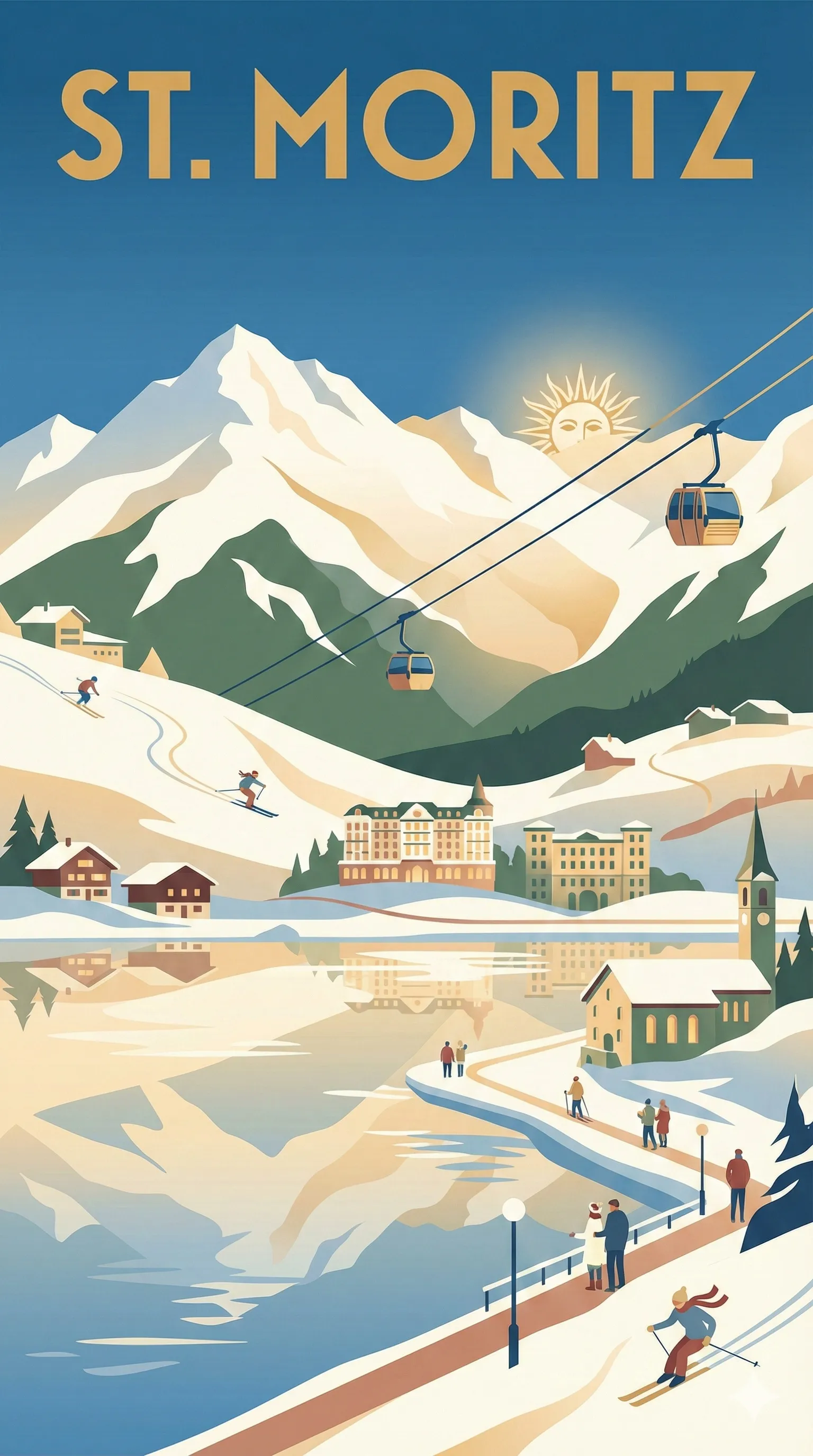 Affiche vintage Saint-Moritz – poster Sierre / Valais / Suisse