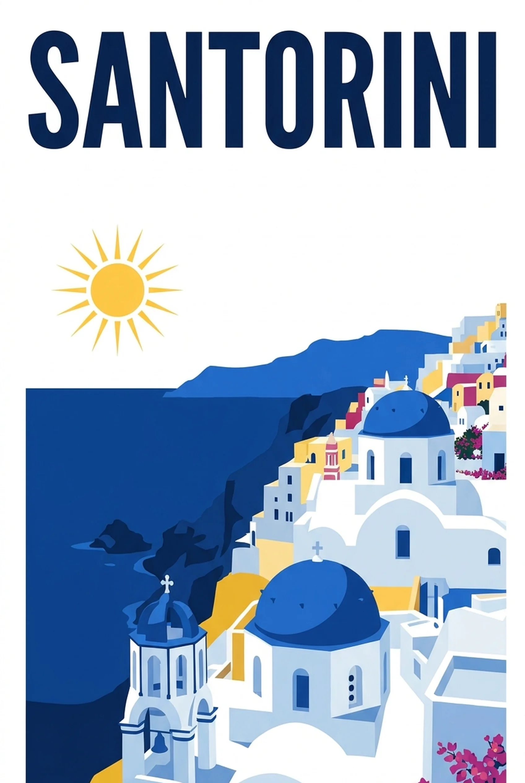 Affiche vintage Santorini – poster Théra / Égée-Méridionale / Grèce