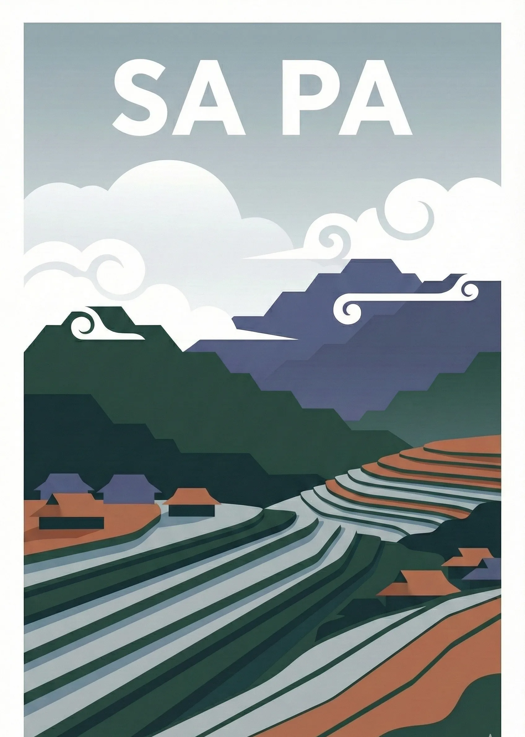 Affiche vintage Sa-Pa – poster Sa-Pa / Vietnam du Nord / Vietnam