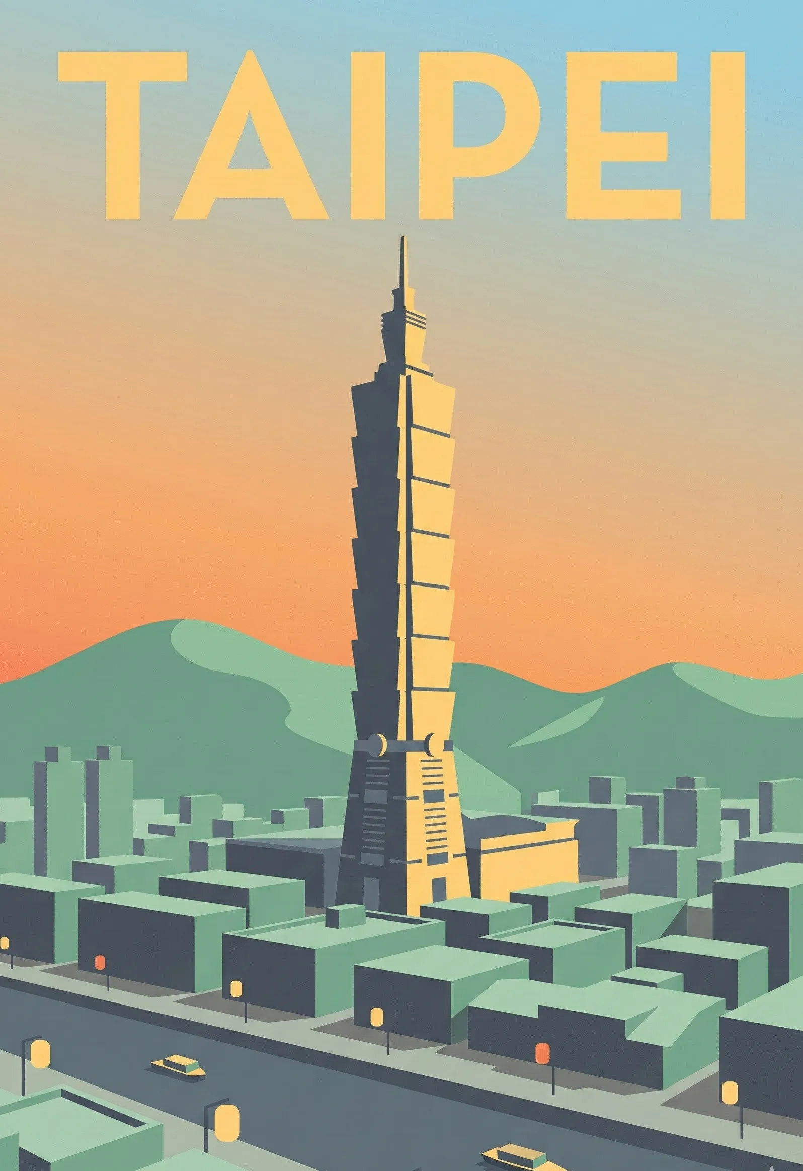 Affiche vintage Taipei – poster Taipei / Taïwan