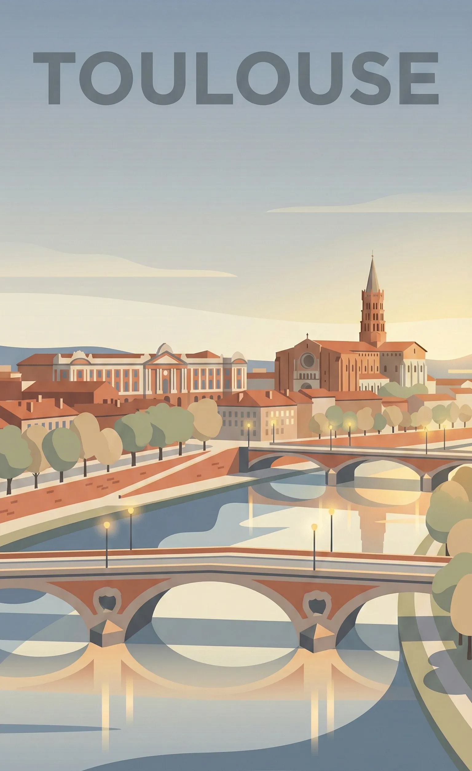 Affiche vintage Toulouse – poster Haute-Garonne / Occitanie / France