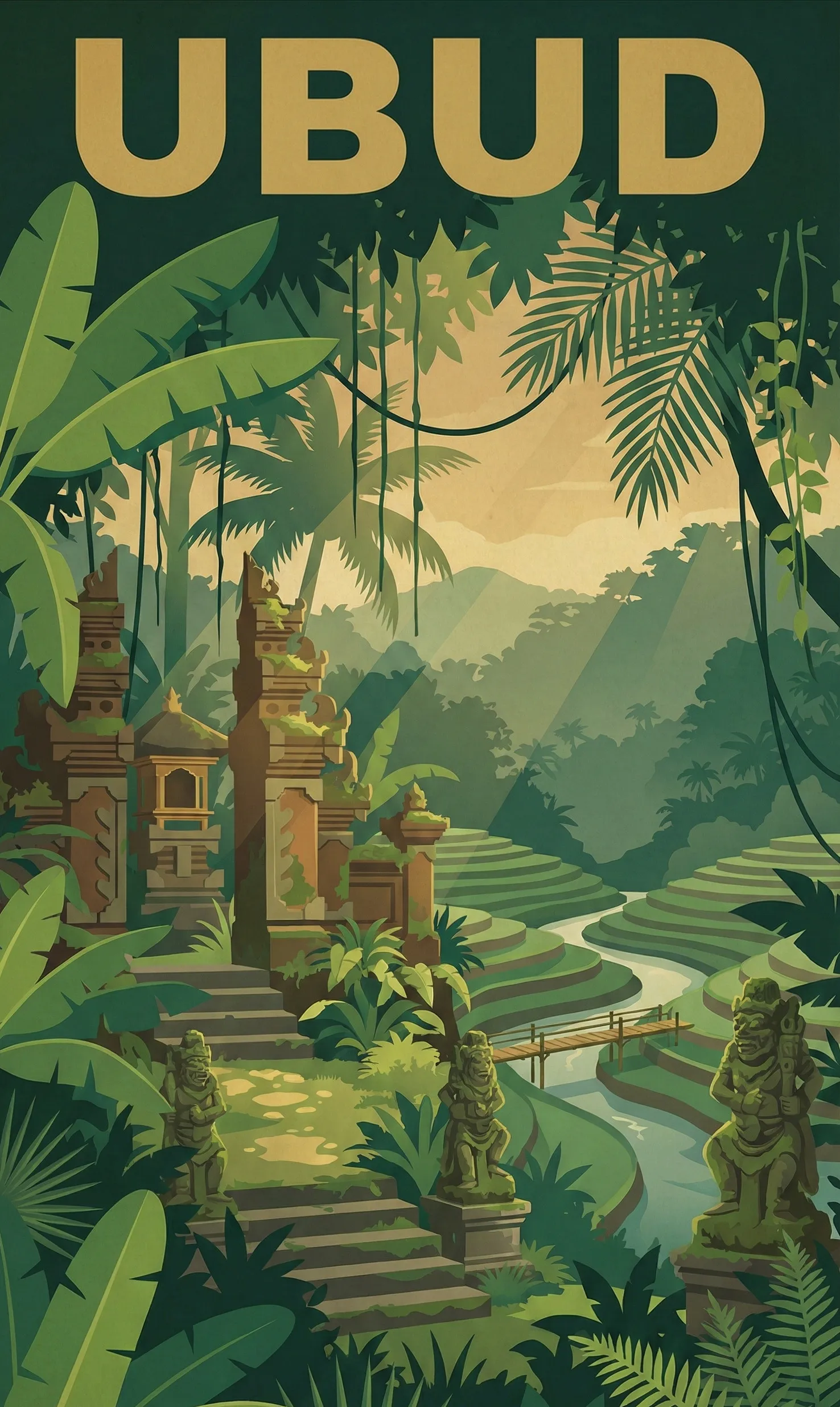 Affiche vintage Ubud – poster Bali Island / Bali / Indonésie